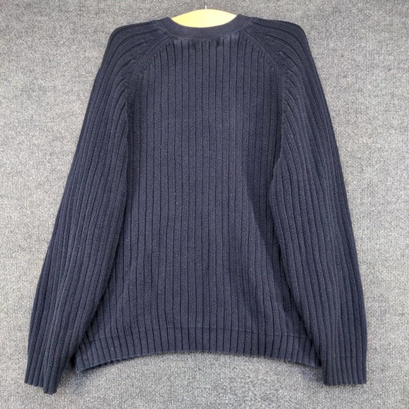 Eddie Bauer Men's Pullover Sweater Blue Large V-Neck 100% Cotton Vintage Made UK - Picture 5 of 11